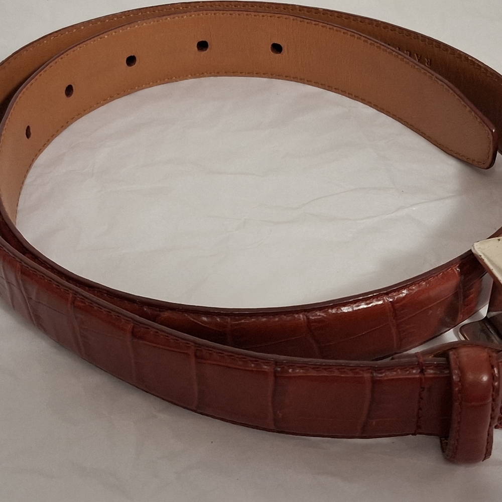 Lauren Ralph Lauren Leather Croc Embossed  Belt Buckle Size Small